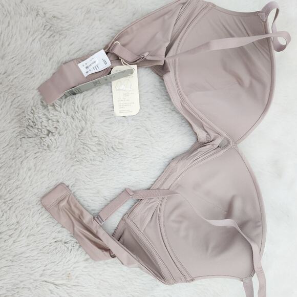 Newai Twin Cross Wide Strap Wireless Plunge Contour Bra Tan Nude 36C NWT - Picture 11 of 11